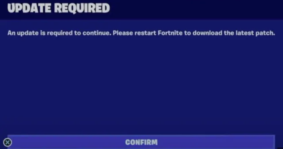 Fortnite Update Error Ps5